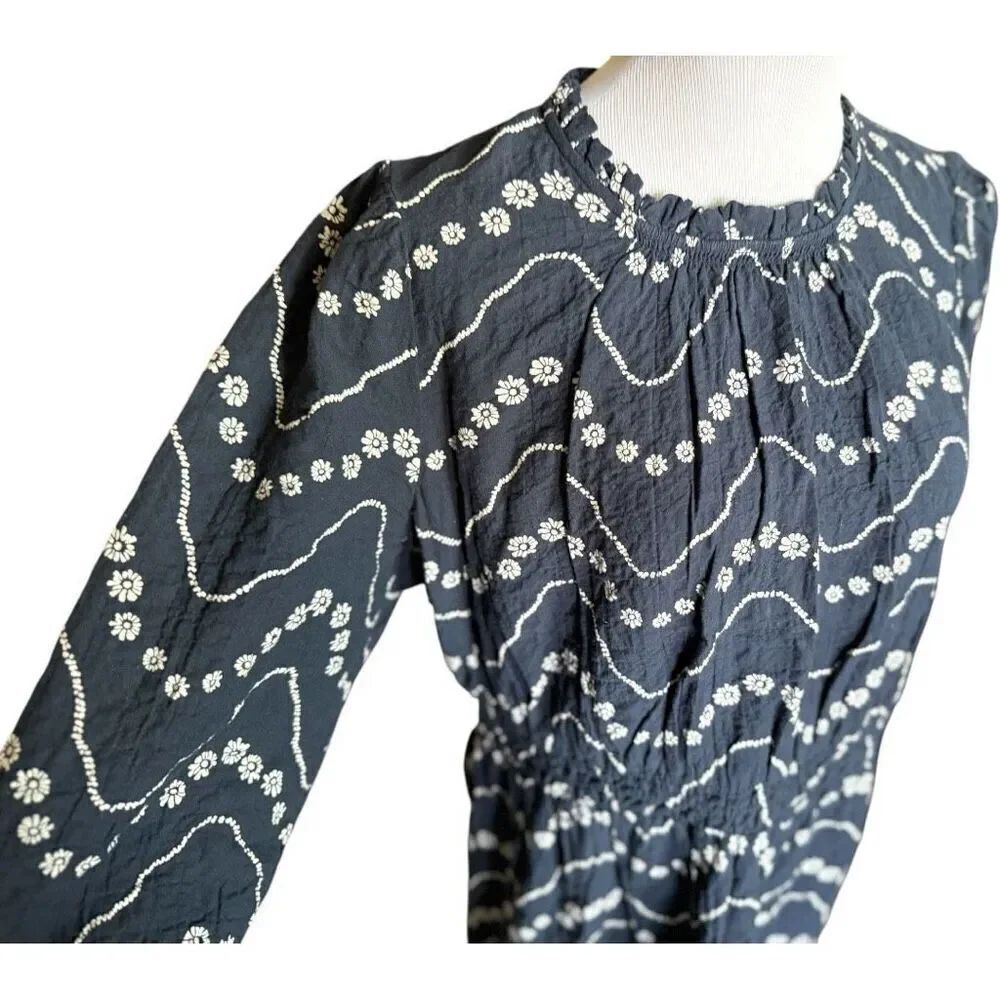 Womens Mark & Spencer M&S NavyโBlue Floral Print High Neck Maxi Dress - Sz 15 - Picture 2 of 3